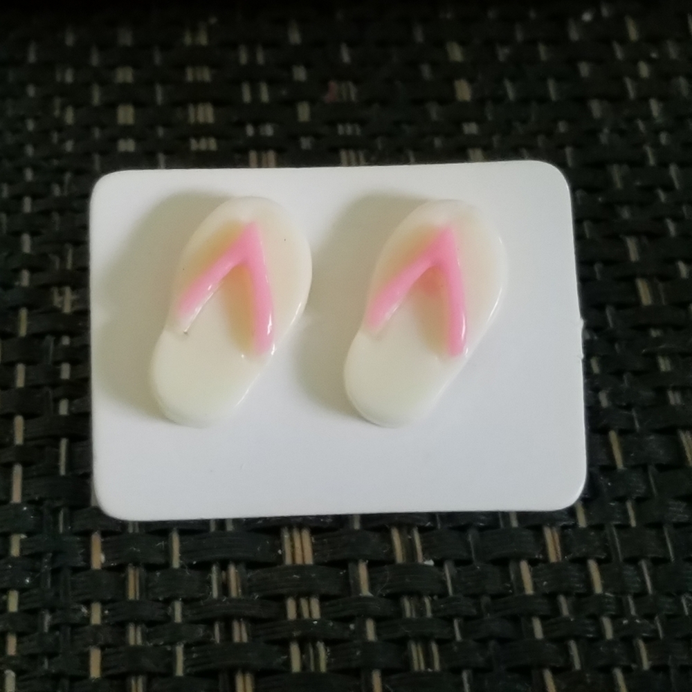 White Flip Flop Earrings